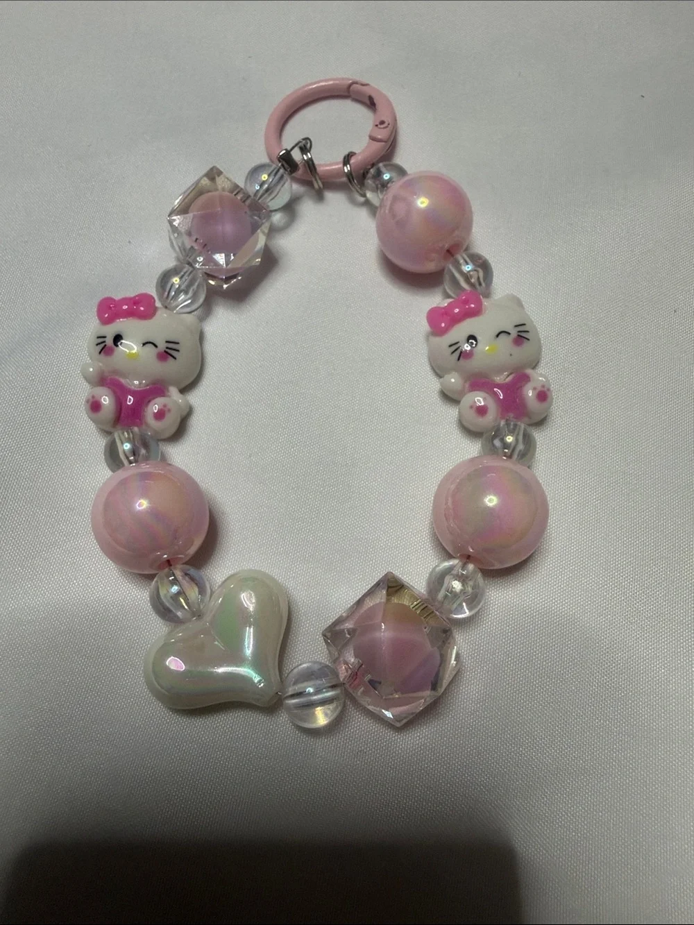 Pink Hello Kitty Style Beaded Phone Chain